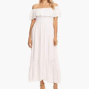 Women's Long White Ruffle Dress